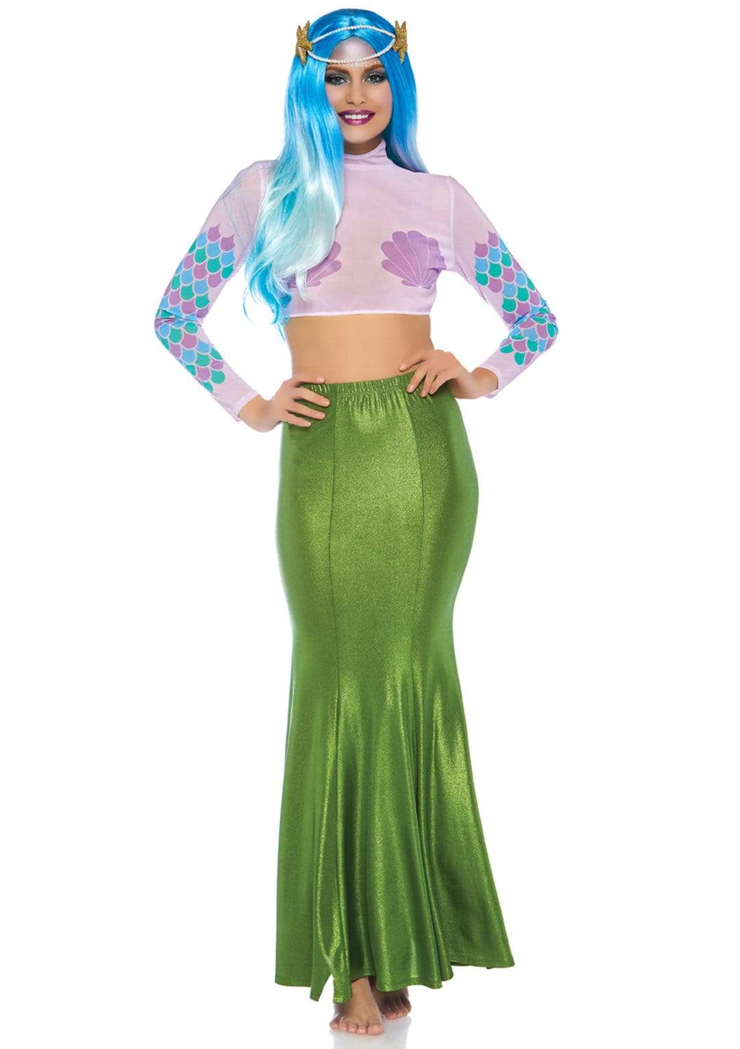 Shimmer Spandex Mermaid Costume Maxi Skirt